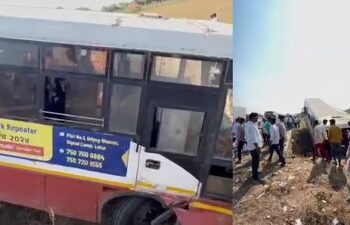 सोलापूर – तुळजापूर महामार्गावर एसटी बसचा अपघात