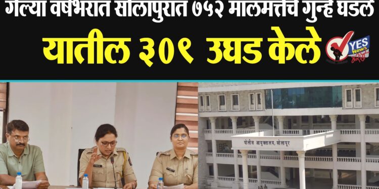 गेल्या वर्षभरात सोलापुरात 752 मालमत्तेचे गुन्हे घडले यातील ३०९ उघड केले