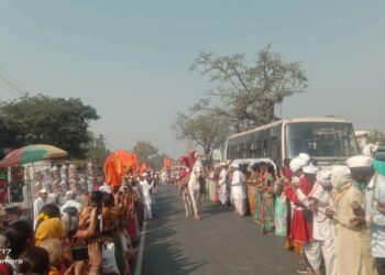 माघवारी मध्ये पंढरीत उत्साहात उभे रिंगण पुर्ण