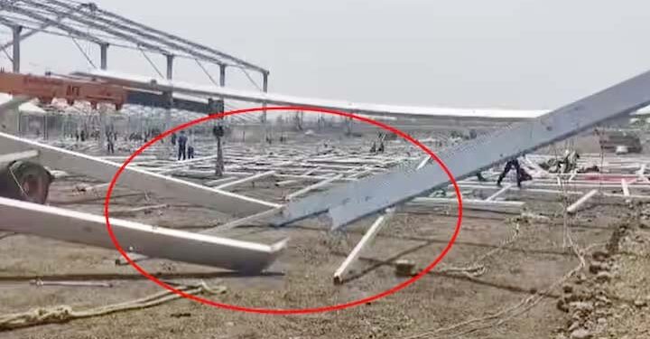 मोदींच्या कार्यक्रमासाठी उभारण्यात येणारा सभामंडप कोसळला; 4 कामगार जखमी