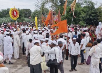 पंढरपूरहुन विठुरायाची पालखी आली सावतोबांच्या भेटीला ; अरण, मोडनिंब मध्ये उत्साहात स्वागत