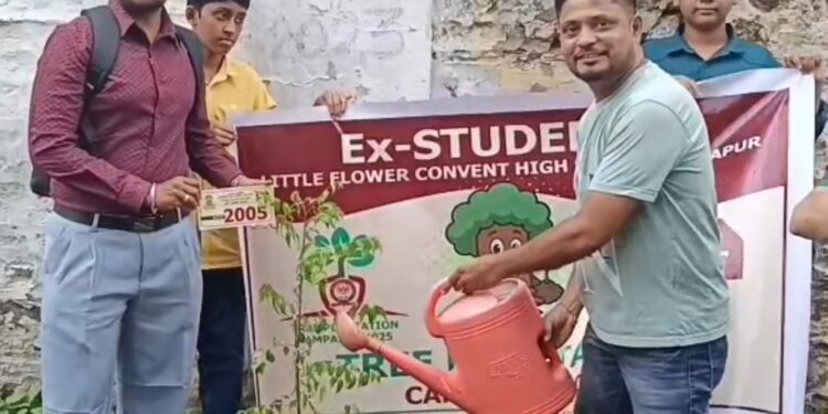 लिटल फ्लावर्स स्कूलमध्ये माजी विद्यार्थ्यांनी केले 46 झाडांचे वृक्षारोपण