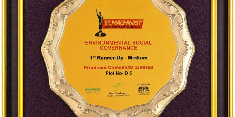 सलग तिसऱ्या वर्षी प्रिसिजनला ‘ET NOW Machinist Super Shopfloor Award’ चा राष्ट्रीय सन्मान