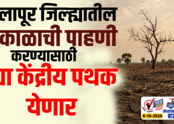 सोलापूर जिल्ह्यातील दुष्काळाची पाहणी करण्यासाठी उद्या केंद्रीय पथक येणार